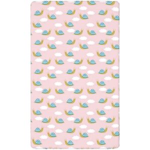 Snail Themed Fitted Mini Crib Sheets,Portable Mini Crib Sheets Toddler Bed Mattress Sheets-Crib Mattress Sheet or Toddler Bed Sheet,24“ x38“,Rose Sea Blue and Fawn