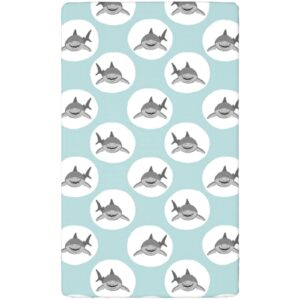 Shark Themed Fitted Crib Sheet,Standard Crib Mattress Fitted Sheet Toddler Bed Mattress Sheets-Crib Mattress Sheet or Toddler Bed Sheet,28“ x52“,Pale Cadet Blue Dimgray