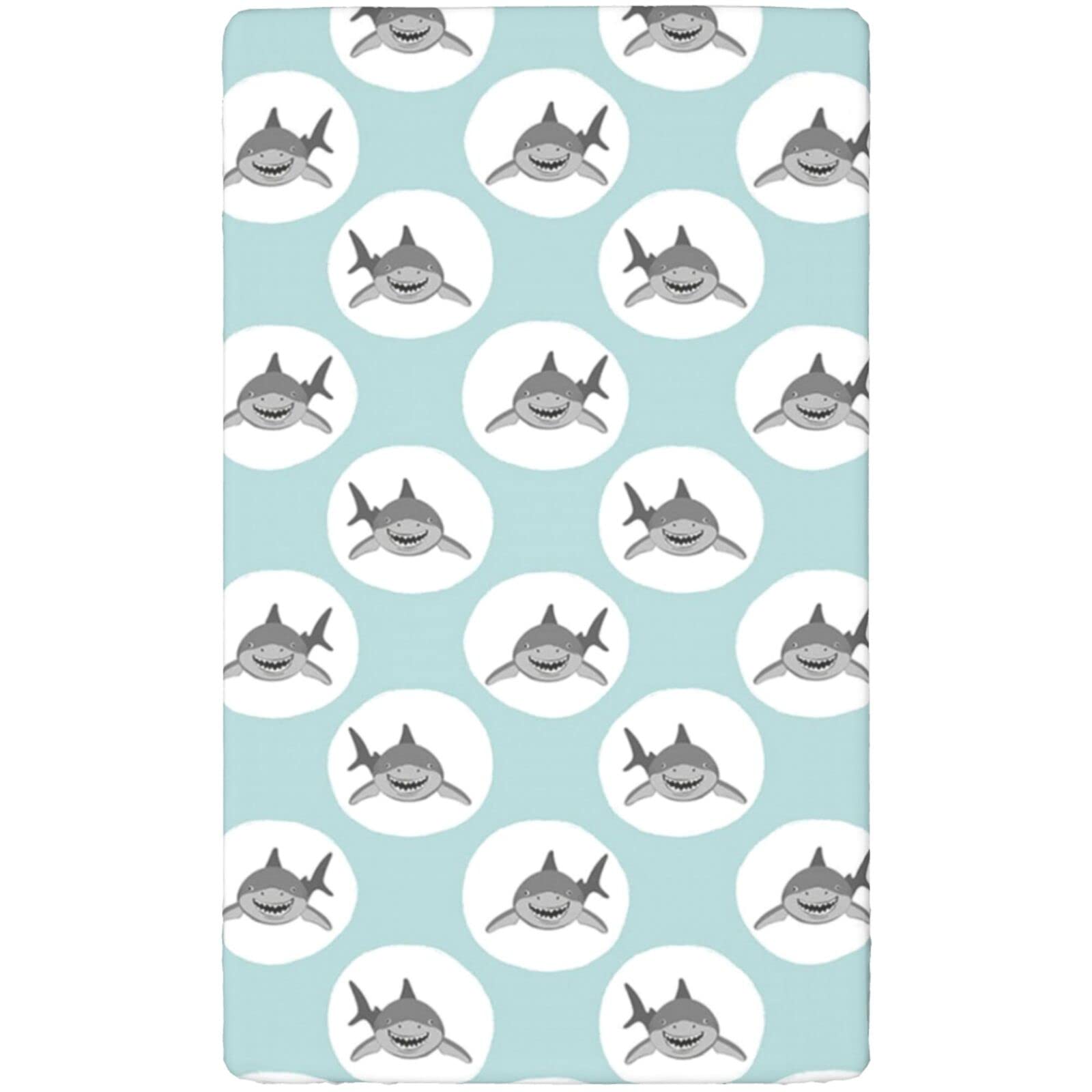 Shark Themed Fitted Crib Sheet,Standard Crib Mattress Fitted Sheet Toddler Bed Mattress Sheets-Crib Mattress Sheet or Toddler Bed Sheet,28“ x52“,Pale Cadet Blue Dimgray