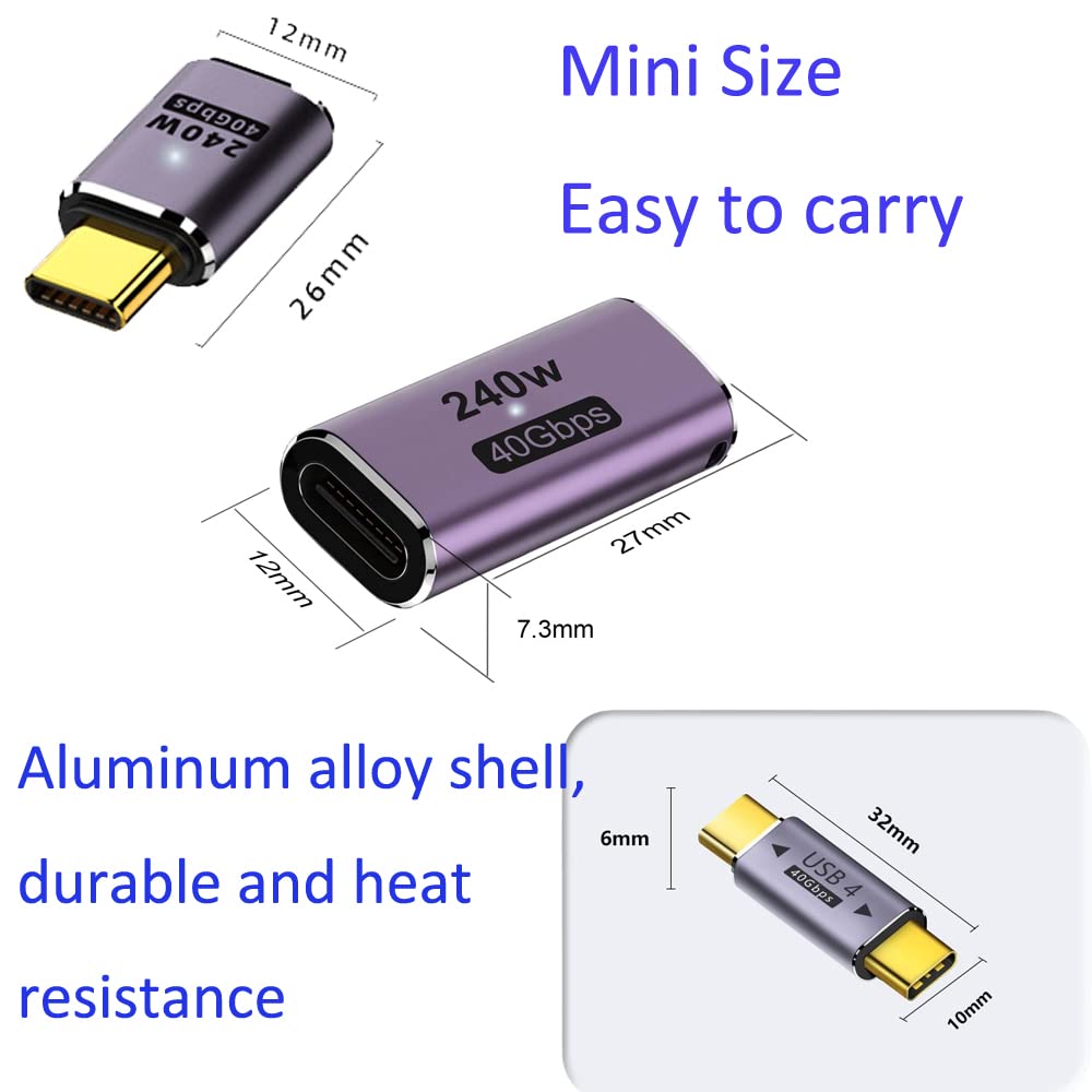 240W USB C Adapter,USB C Female to USB C Female Coupler,USB C Male to USB C Male,USB C Male to USB C Female Extender,USB4 Type C 40Gbps 8K Video for MacBook,Thunderbolt 4/3 Type C Devices(3Pack)