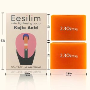 Eesilim Kojic Acid Soap (2 Pack x 65G Turmeric Bars) Dark Spot Remover & Scars- Retiol,Vitamic C，Hyaluronic Acid（Citrus）