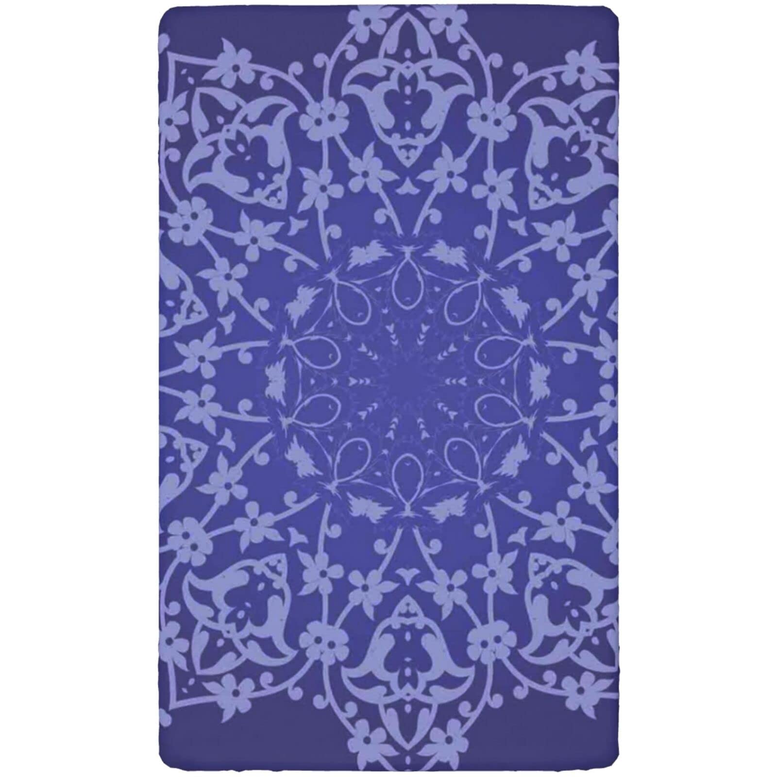 Purple Mandala Themed Fitted Crib Sheet,Standard Crib Mattress Fitted Sheet Ultra Soft Material-Baby Crib Sheets for Girl or Boy,28“ x52“,Lavender Blue Indigo