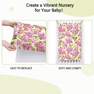 Shabby Flora Themed Fitted Mini Crib Sheets,Portable Mini Crib Sheets Soft and Breathable Bed Sheets-Great for Boy or Girl Room or Nursery,24“ x38“,Pale Green Baby Pink Cream Lilac