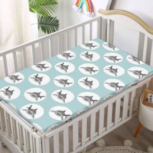 Shark Themed Fitted Crib Sheet,Standard Crib Mattress Fitted Sheet Toddler Bed Mattress Sheets-Crib Mattress Sheet or Toddler Bed Sheet,28“ x52“,Pale Cadet Blue Dimgray