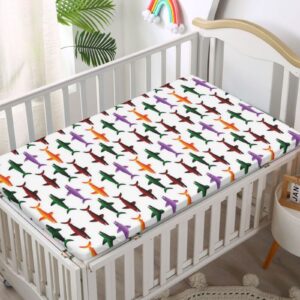 Shark Party Themed Fitted Crib Sheet,Standard Crib Mattress Fitted Sheet Toddler Bed Mattress Sheets-Baby Crib Sheets for Girl or Boy,28“ x52“,Multicolor