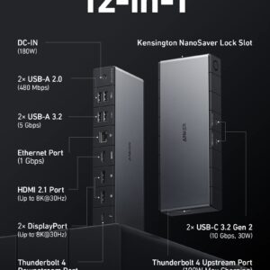 Anker 543 USB C to USB C Cable (140W, 6ft), USB 2.0 Bio-Nylon Charging Cable & Anker 778 Thunderbolt Docking Station (12-in-1, Thunderbolt 4), 40 Gbps with Max 100W Charging