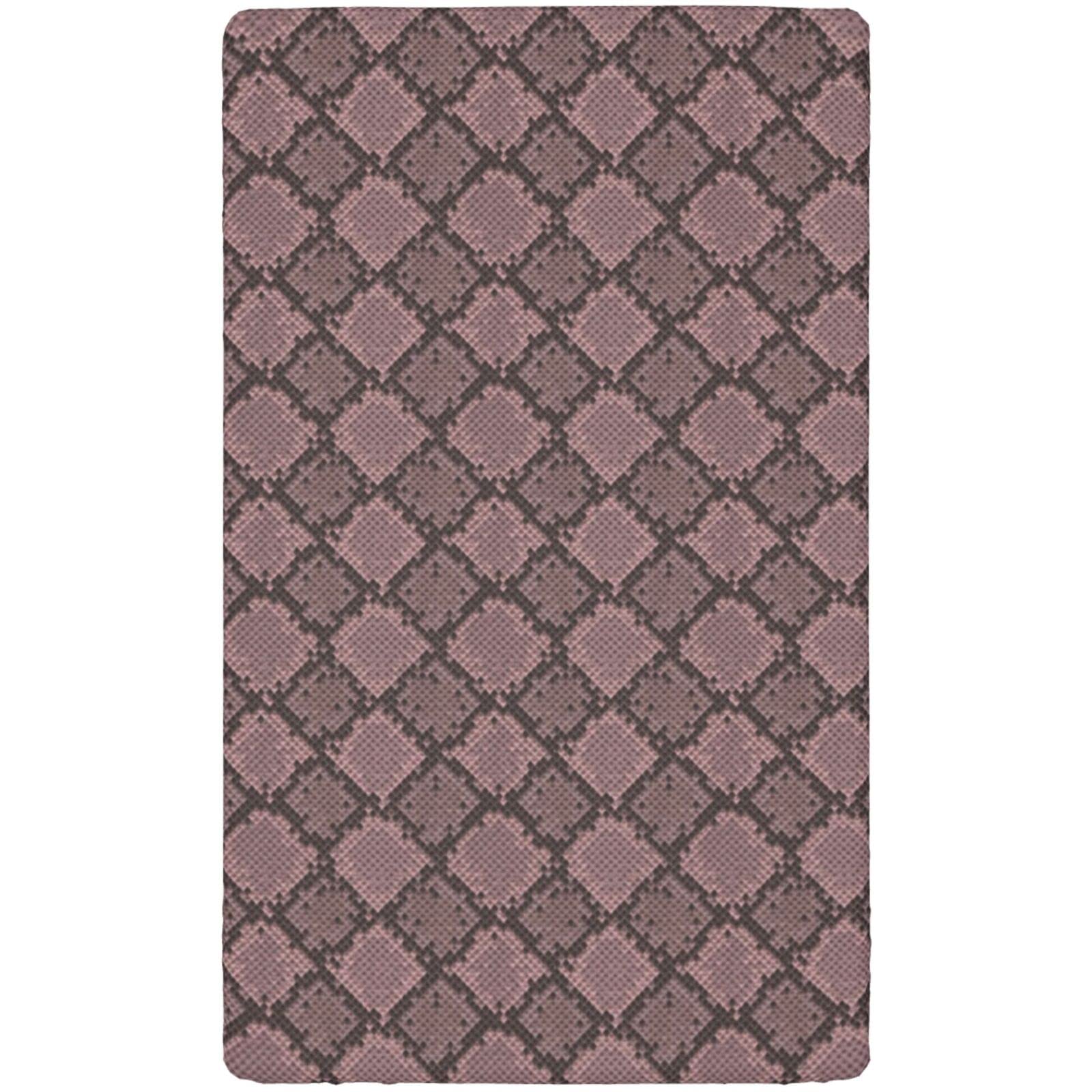 Snakeskin Print Themed Fitted Crib Sheet,Standard Crib Mattress Fitted Sheet Toddler Bed Mattress Sheets-Baby Crib Sheets for Girl or Boy,28“ x52“,Pale Mauve Taupe Dark Mauve Dried Rose