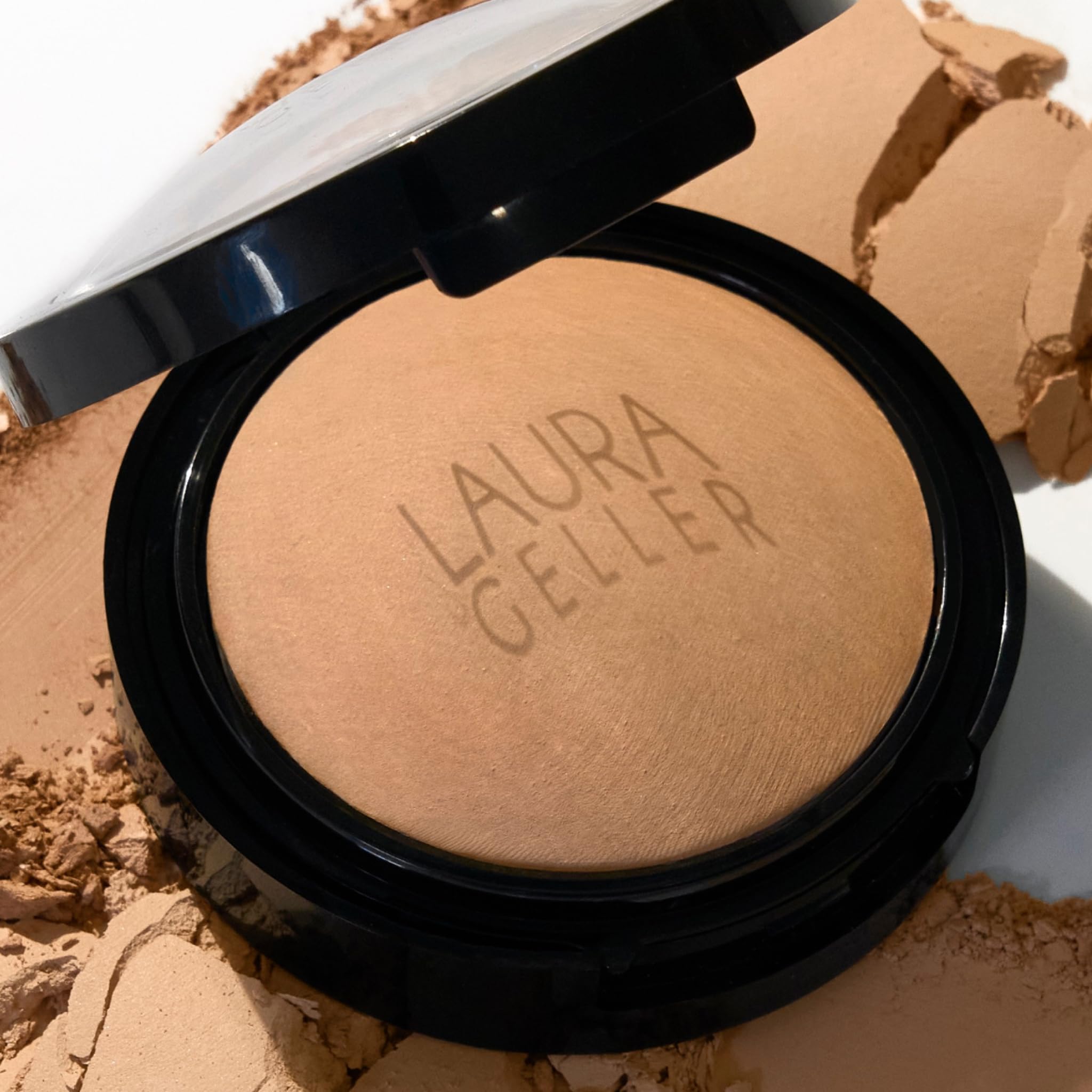 LAURA GELLER NEW YORK Baked Double Take Powder Foundation - Medium - Buildable Medium to Full Coverage - Matte Finish