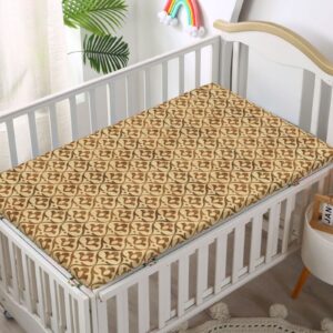 Retro Themed Fitted Crib Sheet,Standard Crib Mattress Fitted Sheet Toddler Bed Mattress Sheets-Crib Mattress Sheet or Toddler Bed Sheet,28“ x52“,Caramel Tan