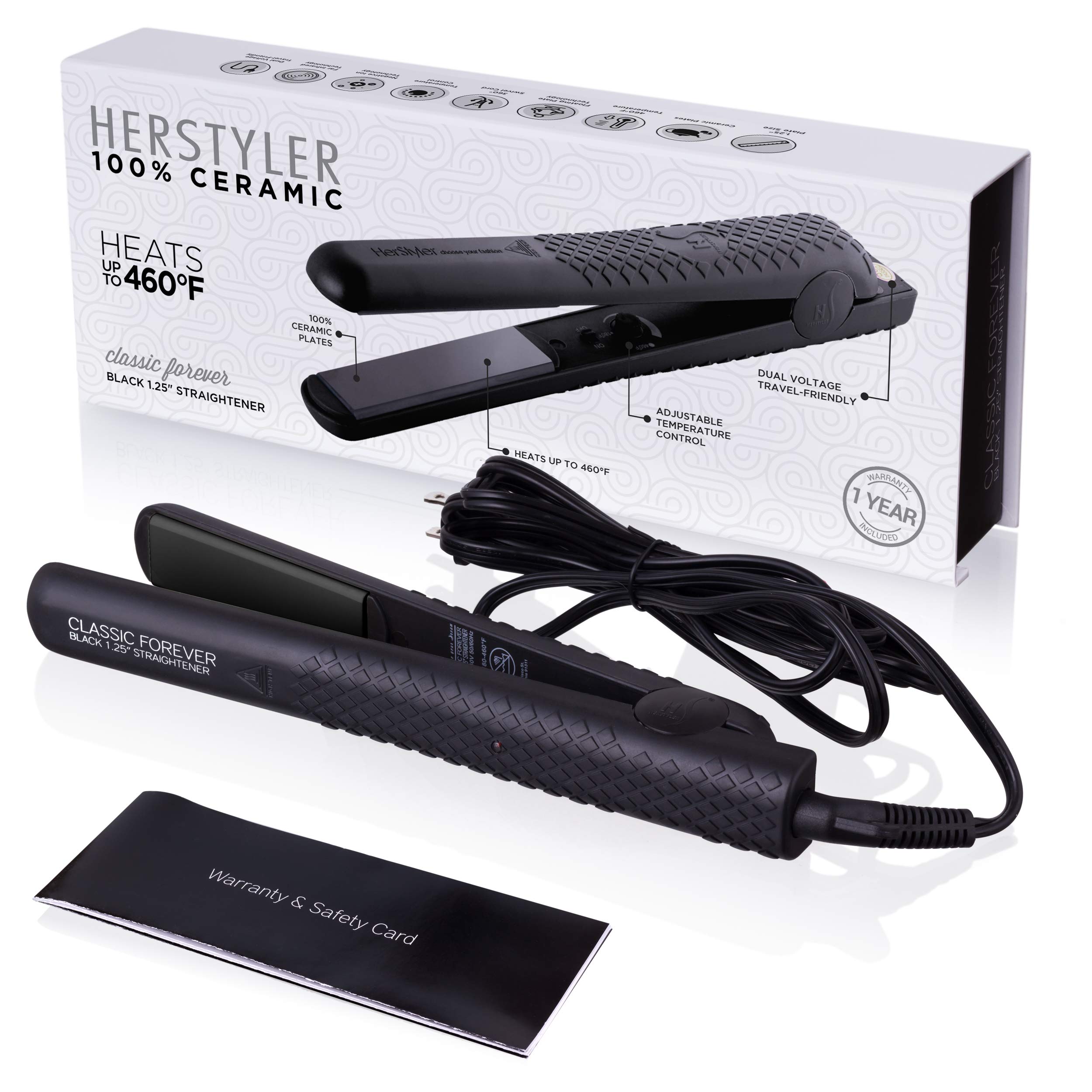 Herstyler Forever Straightening Flat Iron, Ceramic Hair Straightener and Herstyler Grande Ceramic Curling Iron - 1 inch Set