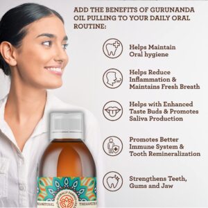 GuruNanda Original Oil Pulling Oil & Whitening Pulling Oil, Blend of Coconut & Pure Peppermint Oil - Ayurvedic, Alcohol & Fluoride Free, Vegan, Natural Mouthwash for Teeth Whitening & Fresh Breath