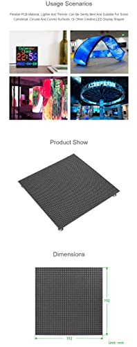 Coolwell Flexible RGB LED Matrix Panel Full-Color 64×64 for Raspberry Pi 4B+ 4B 3B+ 3B 2B+ Zero W WH Pico ESP32 Ardui 3mm Pitch Adjustable Brightness and Bendable PCB