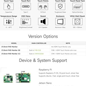 waveshare 21.5inch Capacitive Touch Monitor, 1080×1920 Full HD, Compatible with Raspberry Pi/Jetson Nano/PC-Monitor+ PI4B-2GB