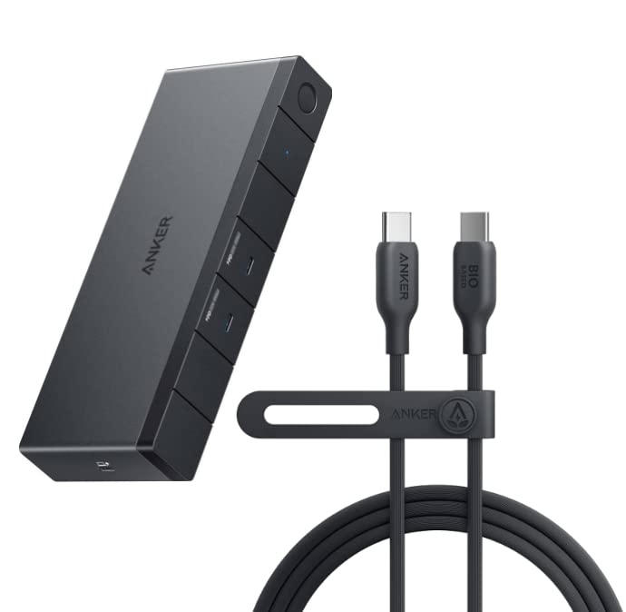 Anker 543 USB C to USB C Cable(140W 6ft), USB 2.0 Bio-Based Charging Cable & Anker 568 USB-C Docking Station(11-in-1), 100W Charging, 40Gbps Transfer, Ethernet, Single 8K, Triple 4K Display