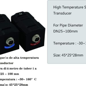 Portable Ultrasonic Flow Meter Liquid Flow Meter with 2 High Temperature TS-2-HT and TM-1-HT Transducer and Bracket HS-HT and HM-HT for Pipe Diameter DN25 to 300mm Max Liquid Temperature 160 Degrees