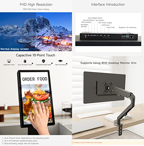 waveshare 21.5inch Capacitive Touch Monitor, 1080×1920 Full HD, Compatible with Raspberry Pi/Jetson Nano/PC-Monitor+ PI4B-2GB