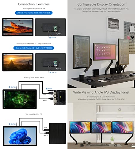 waveshare 21.5inch Capacitive Touch Monitor, 1080×1920 Full HD, Compatible with Raspberry Pi/Jetson Nano/PC-Monitor+ CMPI4102008