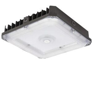 led canopy light with selectable wattage (80/60/40w) and 3cct (5000/4000/3500k), 10"x10" square led gas station light,1-10v dimmable ip65, ac100-277v ul&dlc listed for gas station warehouse (1 pack)