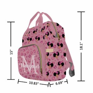 Artsadd Personalized Name Large Capacity Diaper Bags, Peekaboo Princess Heart Glitter Daypack Custom Name Backpack Casual Daypack Bag Nappy Bag Gifts for Daughter Granddaughter