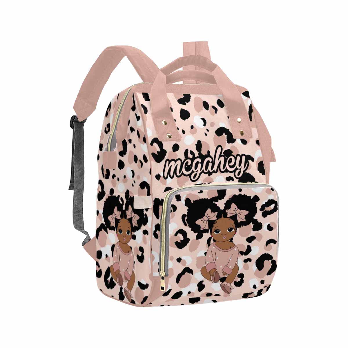 Artsadd Personalized Diaper Bag Backpack with Name, Dots Pink Bow Tie Bow Tie Daypack Mommy Nappy Baby Bag Customized Large Capacity Baby Backpack for Girls Baby Birthday Gifts