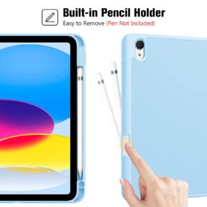 ProCase for iPad 10th Generation Case with Pencil Holder, iPad Case 10th Gen (2022 Model) 10.9 Inch iPad 10 Case, 10th Gen iPad Cases Cover with Pen Holder for iPad 10th Generation -SkyBlue