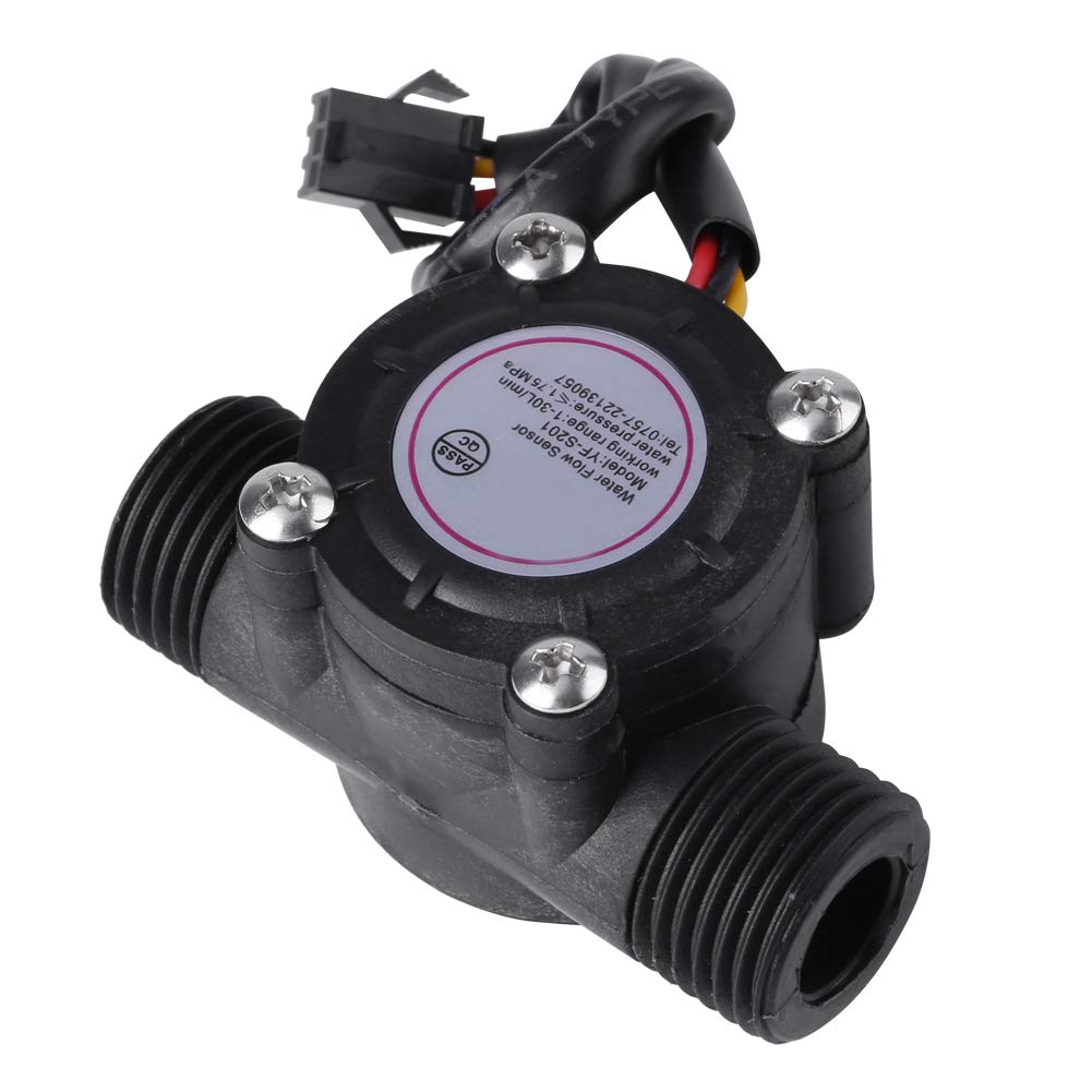 G1/2 (DN15) Water Flow Sensor 1~30L/min Hall Effect Flowmeter Quick Connect for Water Heater Inlet(6.1×3.4cm/2.4×1.3in)