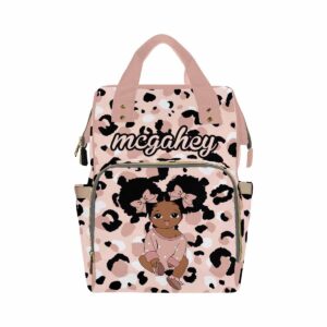 Artsadd Personalized Diaper Bag Backpack with Name, Dots Pink Bow Tie Bow Tie Daypack Mommy Nappy Baby Bag Customized Large Capacity Baby Backpack for Girls Baby Birthday Gifts