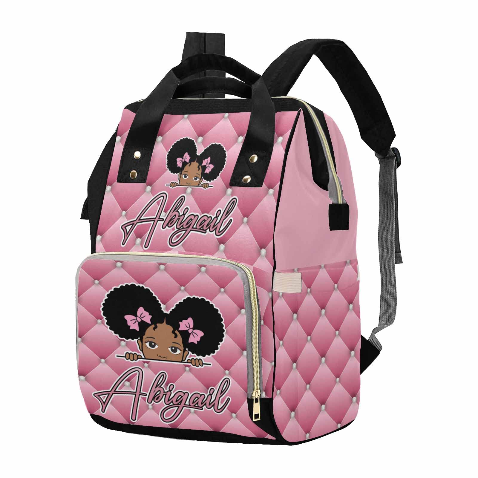 M YESCUSTOM Custom Pink Diaper Bag Backpack with Name Personalized Mommy Backpack for Women Travel Gift for Wife