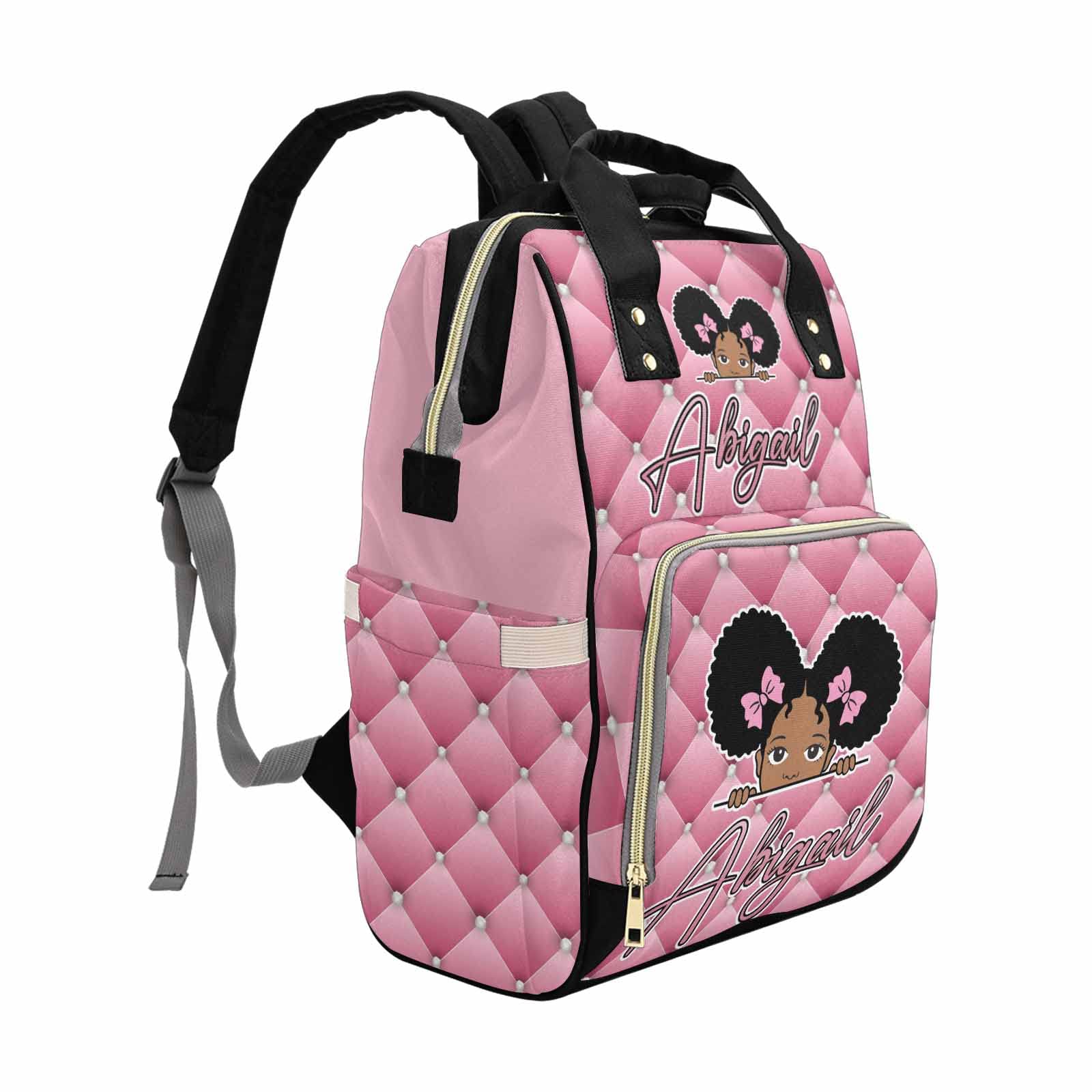 M YESCUSTOM Custom Pink Diaper Bag Backpack with Name Personalized Mommy Backpack for Women Travel Gift for Wife