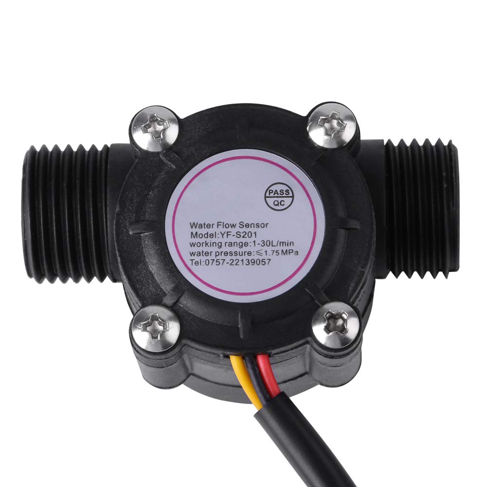 G1/2 (DN15) Water Flow Sensor 1~30L/min Hall Effect Flowmeter Quick Connect for Water Heater Inlet(6.1×3.4cm/2.4×1.3in)