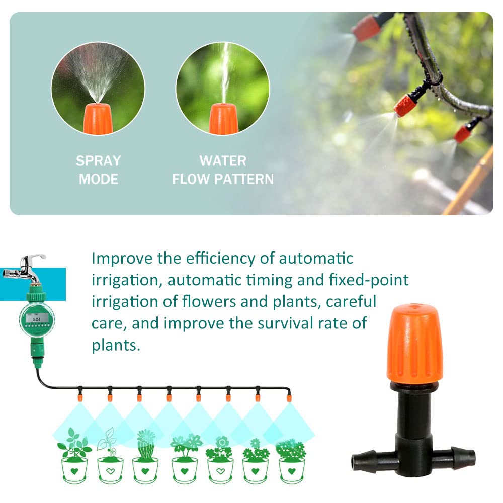 Mist Cooling Automatic Irrigation System, 2023 New Drip Irrigation Kit Cooling Irrigation System, Garden Plant Watering Sprinkler System with Distribution Tubing Hose Adjustable Nozzles (32.8FT/10M)