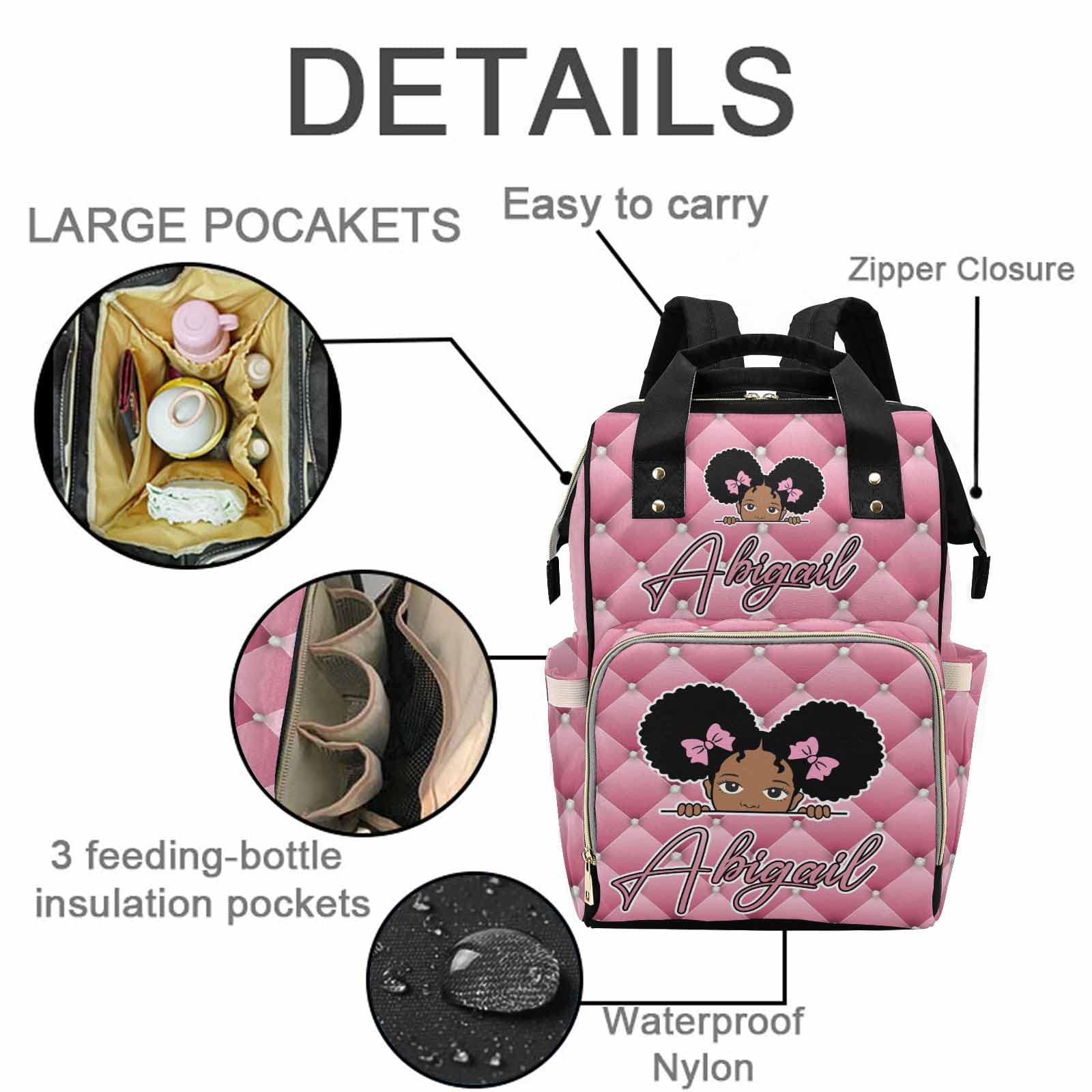 M YESCUSTOM Custom Pink Diaper Bag Backpack with Name Personalized Mommy Backpack for Women Travel Gift for Wife