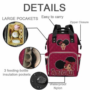 M YESCUSTOM Custom Diaper Bag Backpack with Name Personalized Red Mommy Backpack for Women Travel Holiday Gift for Wife