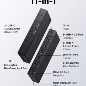 Anker 543 USB C to USB C Cable(140W 6ft), USB 2.0 Bio-Based Charging Cable & Anker 568 USB-C Docking Station(11-in-1), 100W Charging, 40Gbps Transfer, Ethernet, Single 8K, Triple 4K Display