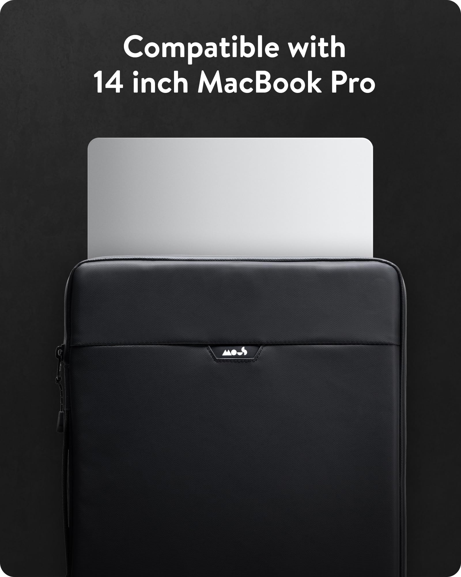 Mous - MacBook Pro 14 inch Case with Handle Ultra-Protective and Water Resistant Sleeve Cover with Drop Protection (Fits 2021 and 2023 MacBook Pro 14 inch)