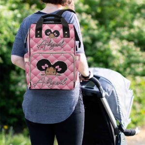 M YESCUSTOM Custom Pink Diaper Bag Backpack with Name Personalized Mommy Backpack for Women Travel Gift for Wife