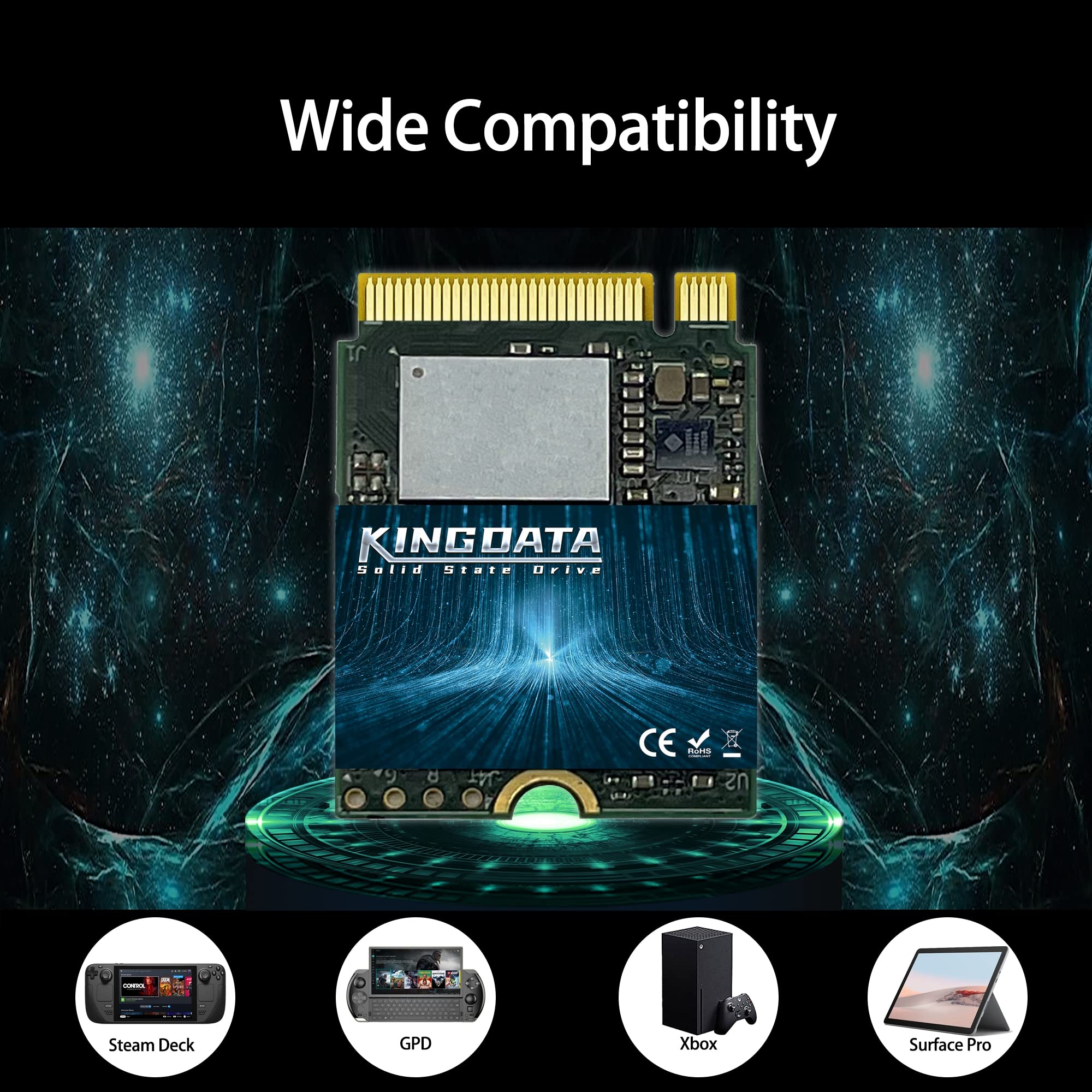 KINGDATA 256GB M.2 2230 NVMe PCIe SSD Gen 4.0X4 - Internal Solid State Drive Compatible with PS5, Steam Deck, Microsoft Surface, Ultrabook, Laptop, Desktop (256GB, M.2 2230 NVMe 4.0)