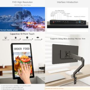 waveshare 21.5inch Capacitive Touch Monitor, 1080×1920 Full HD, Compatible with Raspberry Pi/Jetson Nano/PC-Monitor Only