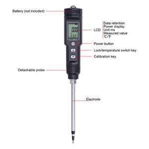 Zerodis Digital Direct Soil EC Meter Electrical Conductivity Temperature Tester, Multipurpose Conductivity Tester with LCD Display