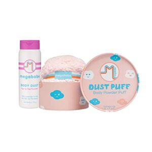 megababe sweat absorbing 2-piece bundle - body dust powder 6 oz & dust puff | sweat-absorbing, talc-free