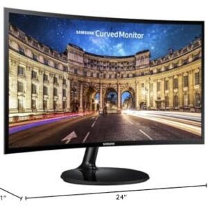 SAMSUNG 24 Inch Curved Computer Monitor, LC24F390FHNXZA LED Screen 60Hz Full HD 1080P Gaming Slim Design for Home and Office use, Wholesalehome Mouse Pad Included Black