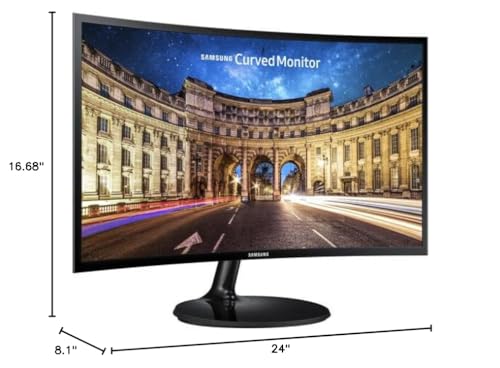 SAMSUNG 24 Inch Curved Computer Monitor, LC24F390FHNXZA LED Screen 60Hz Full HD 1080P Gaming Slim Design for Home and Office use, Wholesalehome Mouse Pad Included Black