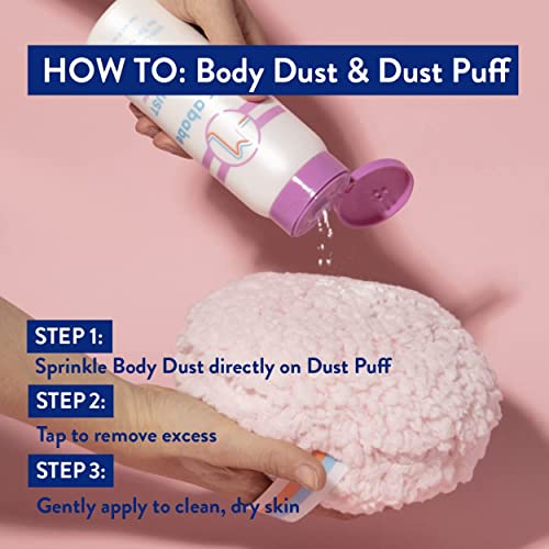 Megababe Sweat Absorbing 2-Piece Bundle - Body Dust Powder 6 oz & Dust Puff | Sweat-Absorbing, Talc-Free