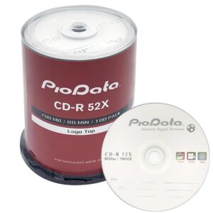 piodata cd-r 52x 700mb logo top recordable media - 100 disc cake box spindle blank cds for burning music bulk writable cd discs 100pk