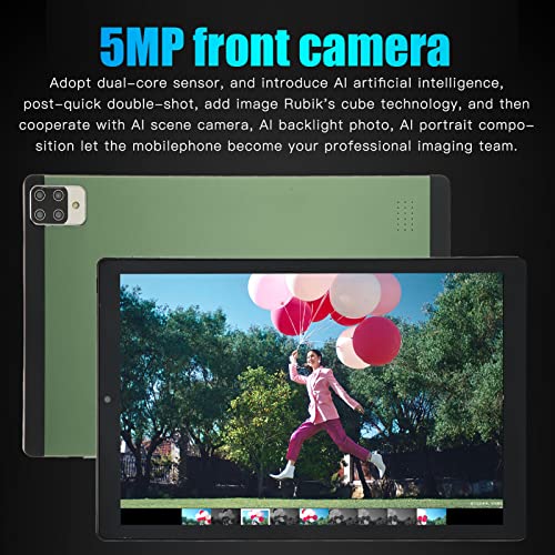 Tablet PC, Octa Core Processor 10 Inch Tablet Green Support Fast Charging 100-240V Support Calling for Reading (US Plug)