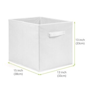 EZOWare Set of 10 Fabric Basket Bins, White Collapsible Organizer Storage Cube with Handles for Home, Bedroom, Baby Nursery, Kids Playroom - 13"x15"x13" + 10.5"x 10.5"x 11"