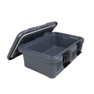 Jiwins Insulated Food Pan Carrier, Top Loader Pan Carrier, Stackable, for Restaurant Canteen, Gray, Suitable for 6" Deep Pans