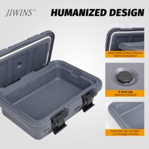 Jiwins Insulated Food Pan Carrier, Top Loader Pan Carrier, Stackable, for Restaurant Canteen, Gray, Suitable for 4" Deep Pans