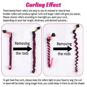 Royota 30PCS 9.45" Heatless Flexible Curling Rod, Skinny Heatless Soft Twist Foam Hair Rollers for Tight Curl Women Girl Home Use Long and Short Hair to Sleep in (0.31 x 9.45 Inch, Random Color)