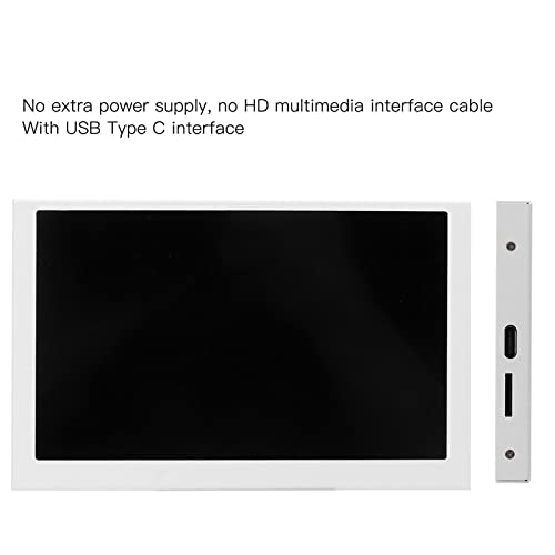 soobu Display Screen, Multithemed 5-inch ABS Monitor, Simple Connection Brightness, Seamless Adjustment for Mini Chassis (White)